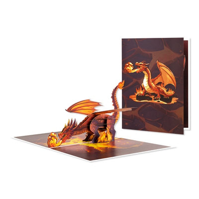 Rock Cracked Fire Breathing 3D Dragon Pop Up Card