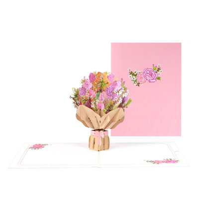 Bouquet Of Pink Carnation Pop Up Greeting Card from B&Q