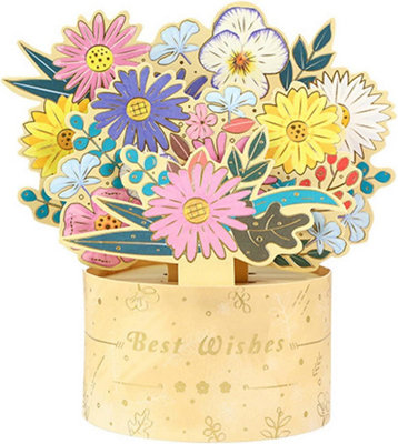 Floral Joy In A Golden Vase Pop Up Greeting Card from B&Q