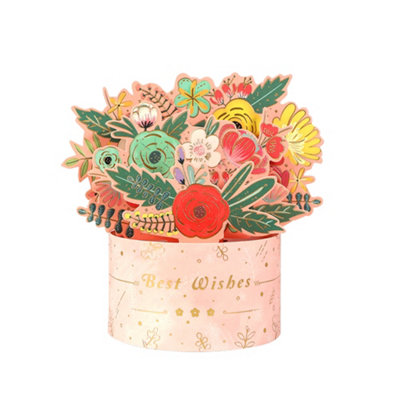 Floral Charm In Pink Vase Pop Up Greeting Card from B&Q
