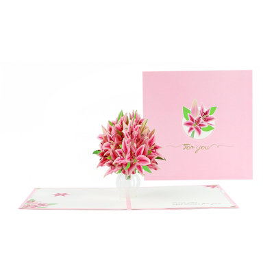 Pink Lily Grace Pop-Up Greeting Card from B&Q