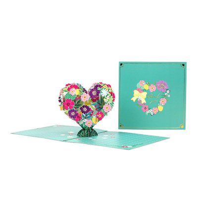 Floral Heart Wreath Thank You Pop Up Card from B&Q