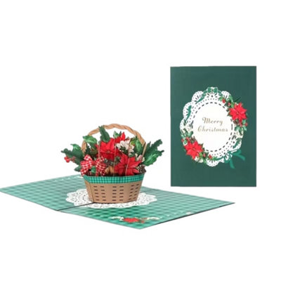 Poinsettia Wishes Pop Up Delight Christmas Card from B&Q