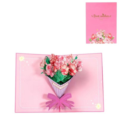 Elegant Carnations Bouquet Pop Up Greeting Card from B&Q