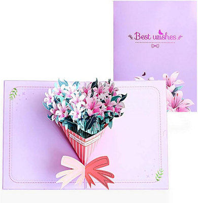Elegant Lily Bouquet Pop Up Greeting Card from B&Q