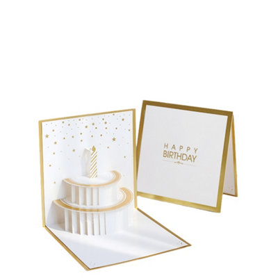  - White & Gold Celebration Pop Up Birthday Card