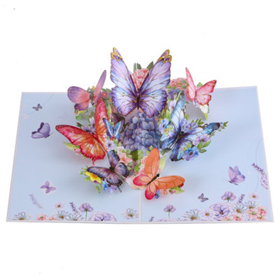 Blue Butterfly And Flowers 3D Pop Up Greeting Card from B&Q
