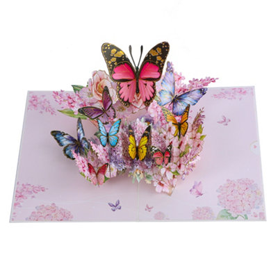 Pink Butterfly 3D Pop Up Greeting Card from B&Q