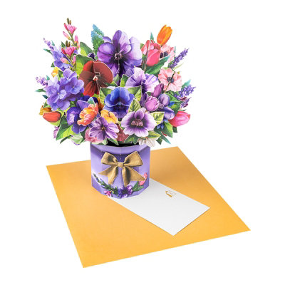 - Floral Fantasy Paper Bouquet 3D Vase Pop Up Card
