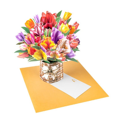 Petals Of Joy Tulip Basket 3D Pop Up Greeting Card from B&Q