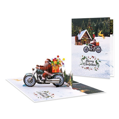 Brightfeel Santa On Wheels 3D Motorcycle Pop Up Christmas Card - White - Image 3
