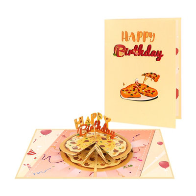 B&Q Red/Orange/White Slice Of Celebration 3D Pizza Pop Up Birthday Card Size 3