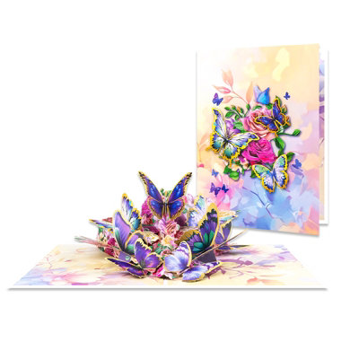  - Flutter Bloom 3D Butterfly & Rose Pop Up Card