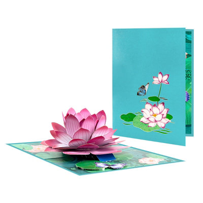 Floating Grace Pink Lotus Pop Up Greeting Card from B&Q