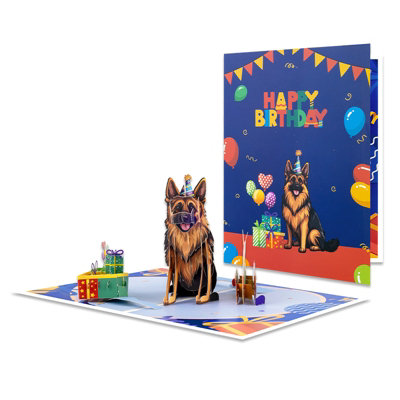  - Paws & Presents 3D German Shepherd Pop Up Birthday Card