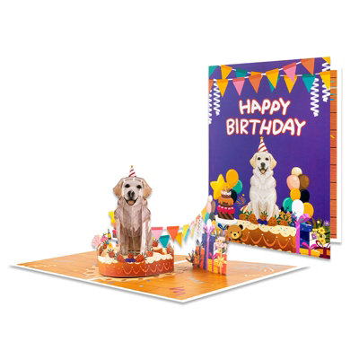 Party Pup 3D Dog On Cake Pop Up Birthday Card from B&Q
