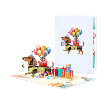  - Dachshund Delight 3D Birthday Pop Up Card