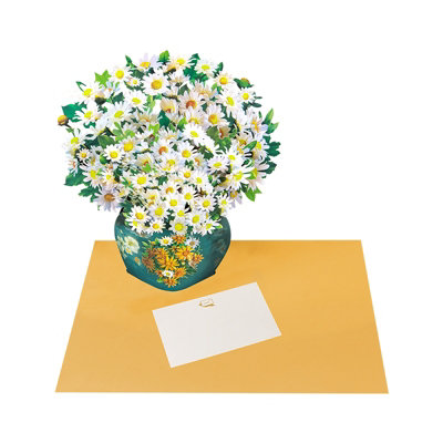 Golden Bloom White Daisy 3D Pop Up Vase Greeting Card from B&Q