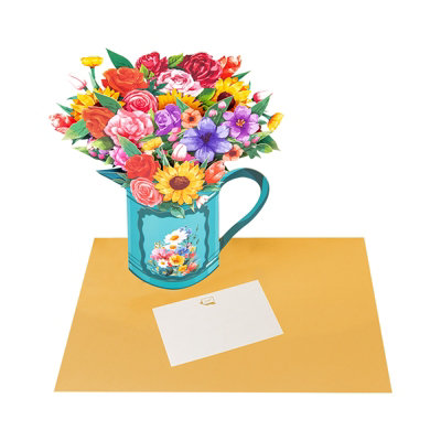 Garden Symphony Mixed Flower 3D Pop Up Pitcher Vase Card -Mother's Day Valentine - Image 3