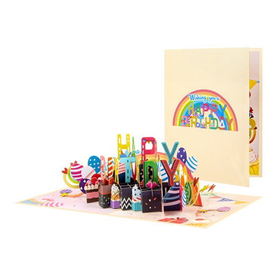 Brightfeel Cupcakes & Balloons Joyful Wishes 3D Pop Up Birthday Card - White - Image 3