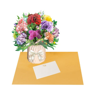 Elegant Carnation Bouquet Gift Design 3D Pop-Up Card from B&Q