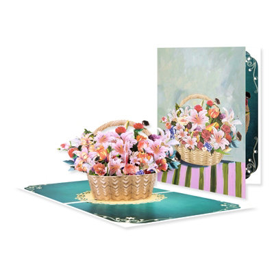 Watercolor Lily Flower Basket Blooming Wishes 3D Pop-Up Crad from B&Q