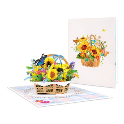 Sunflower Bloom Basket 3D Pop-Up Greeting Card from B&Q