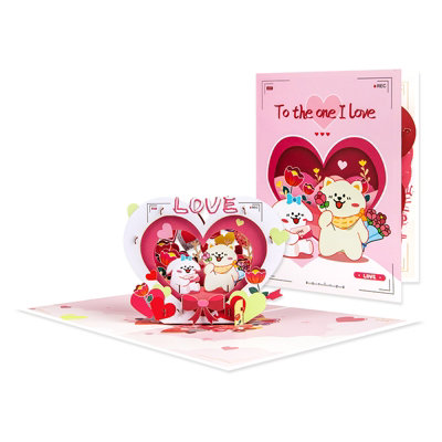 Brightfeel Cute Puppies & Love Theme Romantic 3D Pop Up Greeting Card - White - Image 3