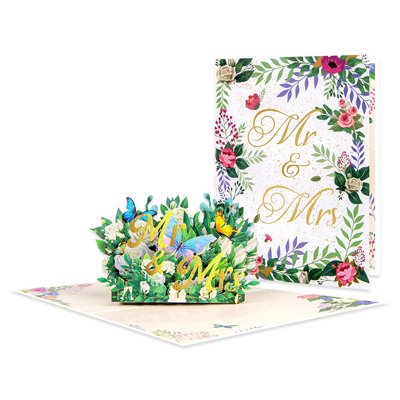 Mr & Mrs With Floral Accents Romantic Pop-Up Card from B&Q