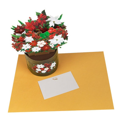 Christmas Poinsettia Bouquet Holiday Pop Up Card from B&Q