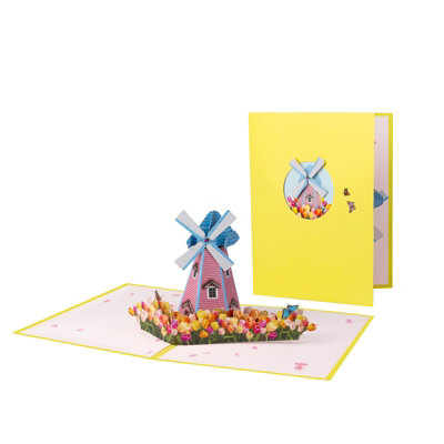 Rustic Charm Floral Windmill 3D Pop-Up Greeting Card from B&Q