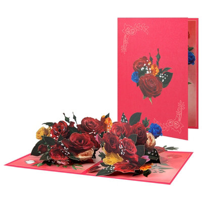 Love In Full Bloom Rose Bouquet Pop Up Greeting Card from B&Q