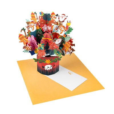 Brightfeel Joyful Gathering Merry & Bright 3D Pop Up Christmas Card - White - Image 3