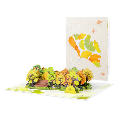  - Golden Ginkgo Autumn Pop-Up Greeting Card