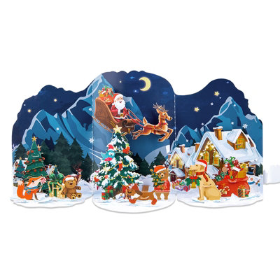 Santa Sleigh Ride Christmas Tripods Pop Up Card