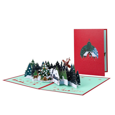 Frost & Starlight Snowy Village Christmas Pop Up Card from B&Q