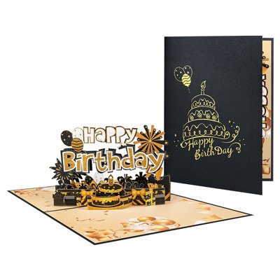 Brightfeel Golden Wishes 3D Pop Up Birthday Card - White - Image 3