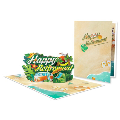 Brightfeel Chill & Cheers Beach Themed 3D Pop Up Retirement Card - White - Image 3
