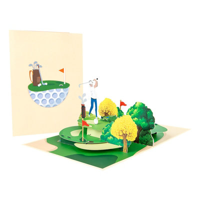  - Swing Into Joy Golfer Celebration Pop-Up Card