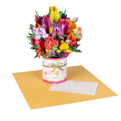 A Burst Of Spring Tulip Bouquet 3D Pop-Up Greeting Card from B&Q
