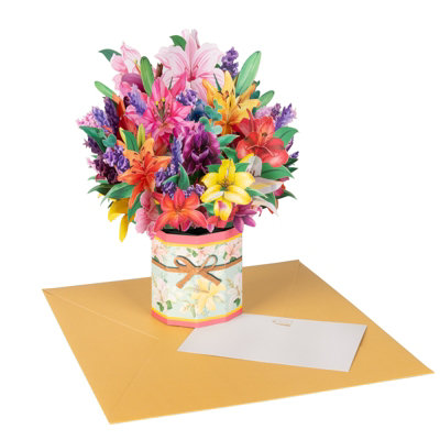 Lilies & Tulips Colorburst Bouquet 3D Pop-Up Greeting Card from B&Q