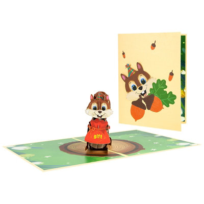 Charming Squirrel Nutty Celebration 3D Pop-Up Card from B&Q