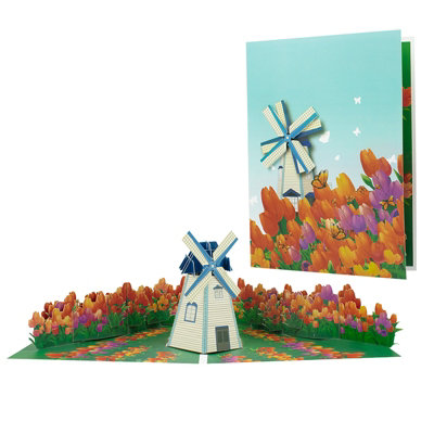 Tulip Breeze 3D Windmill 3D Pop Up Greeting Card - Image 3