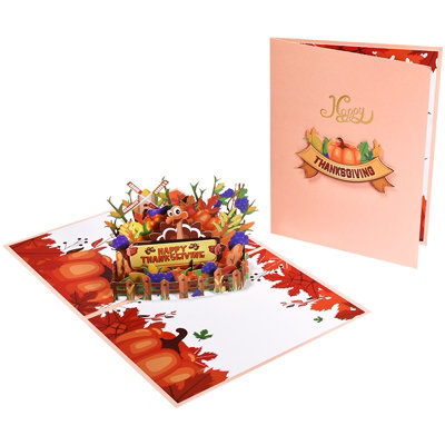 Turkey In Farm Happy Thanksgiving 3D Pop-Up Greeting Card from B&Q