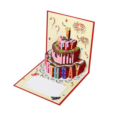 Chocolate Fruit Birthday Cake 3D Pop-Up Greeting Card from B&Q
