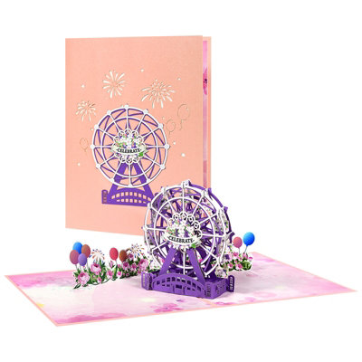 Flower Ferris Wheel Design Celebrate 3D Pop-Up Greeting Card