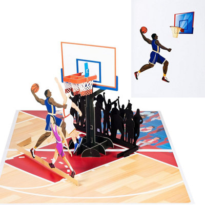 Brightfeel Basketball Players 3D Pop Up Greeting Card - White - Image 3