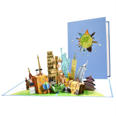  - Iconic Monuments World Travel Landmarks 3D Pop-Up Greeting Card