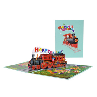 Steam Train Design 3D Pop Up Birthday Card - Image 3