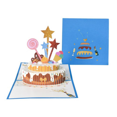 Blue Cake And Sprinkles Design 3D Pop-Up Birthday Card from B&Q